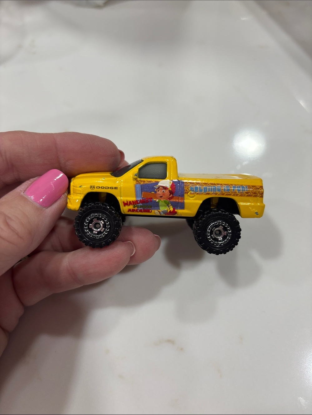 2002 Mattell Matchbox Toys, Handy Manny Yellow Kids Monster Truck Toy -